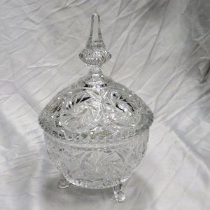 Leaded Crystal Footed Candy Dish with Spired Cover -- 11 inches tall!